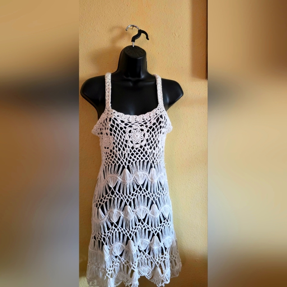 🤍🌊White Crochet Swim Cover-Up